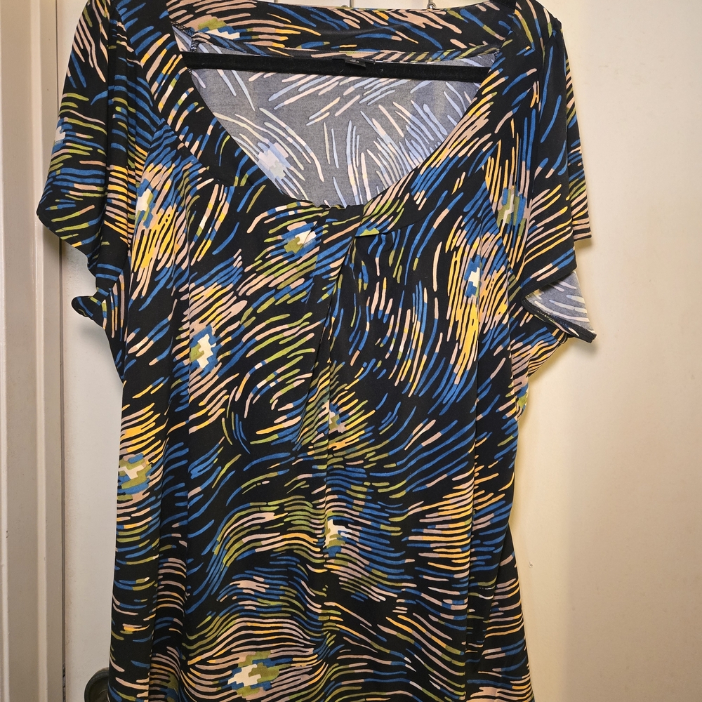 East 5th‎ Abstract Blue and Yellow Blouse